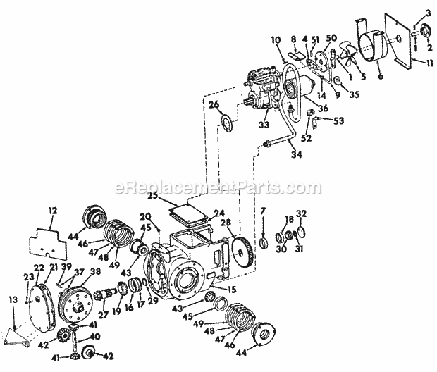 Transmission Case, Differential, Hydro Drive Diagram and Parts List for 147 2050041U, 2050203U Cub Cadet Lawn Tractor
